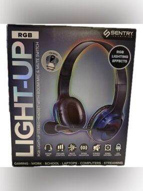 Sentry RGB Light-Up Gaming Stereo Headset NIB